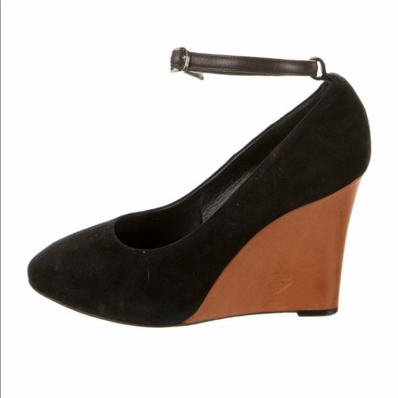 Celine black suede and brown leather wedges - Picture 9 of 17